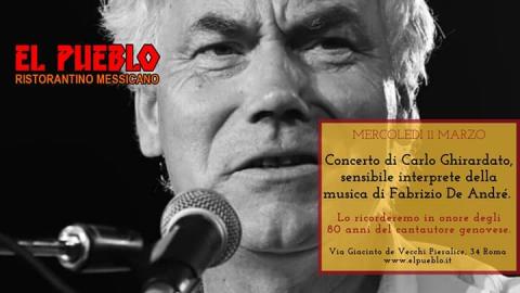 Roma, mercoledì 11marzo 2020 Concerto di Carlo Ghirardato presso il Ristorantino Messicano EL PUEBLO